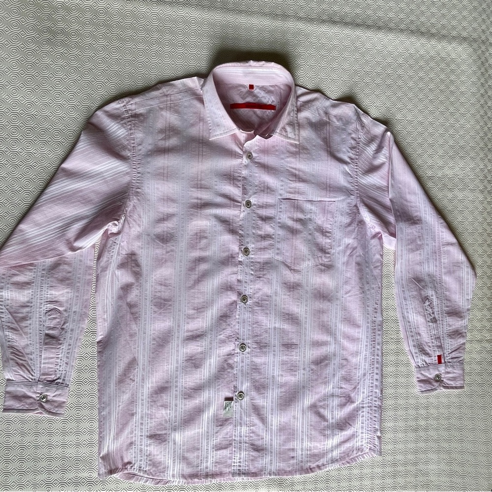 Elegant Light Pink Striped Dress Shirt